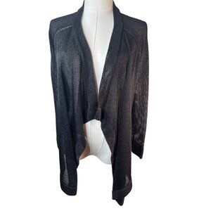 Vince XS Metallic Open Front Drape Cardigan Sweater